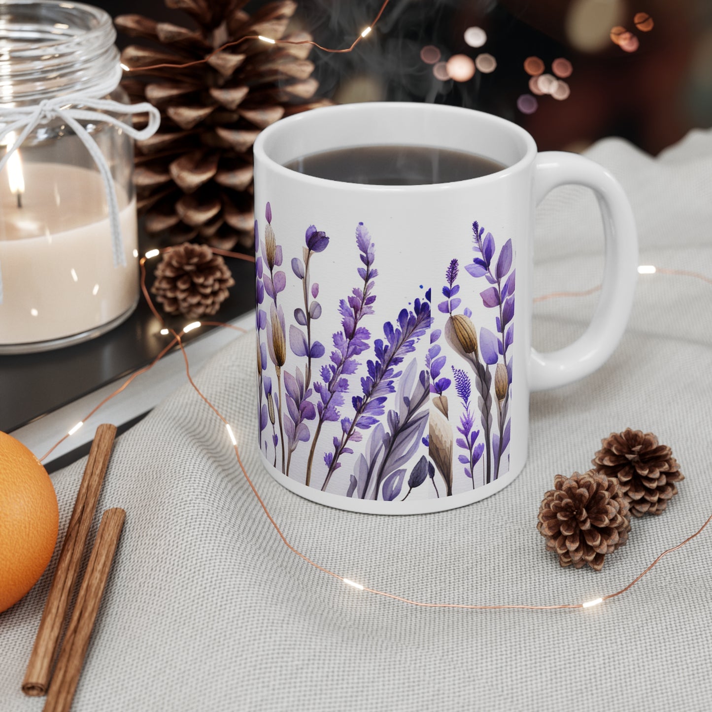 Lavender Floral Ceramic Mug 11oz