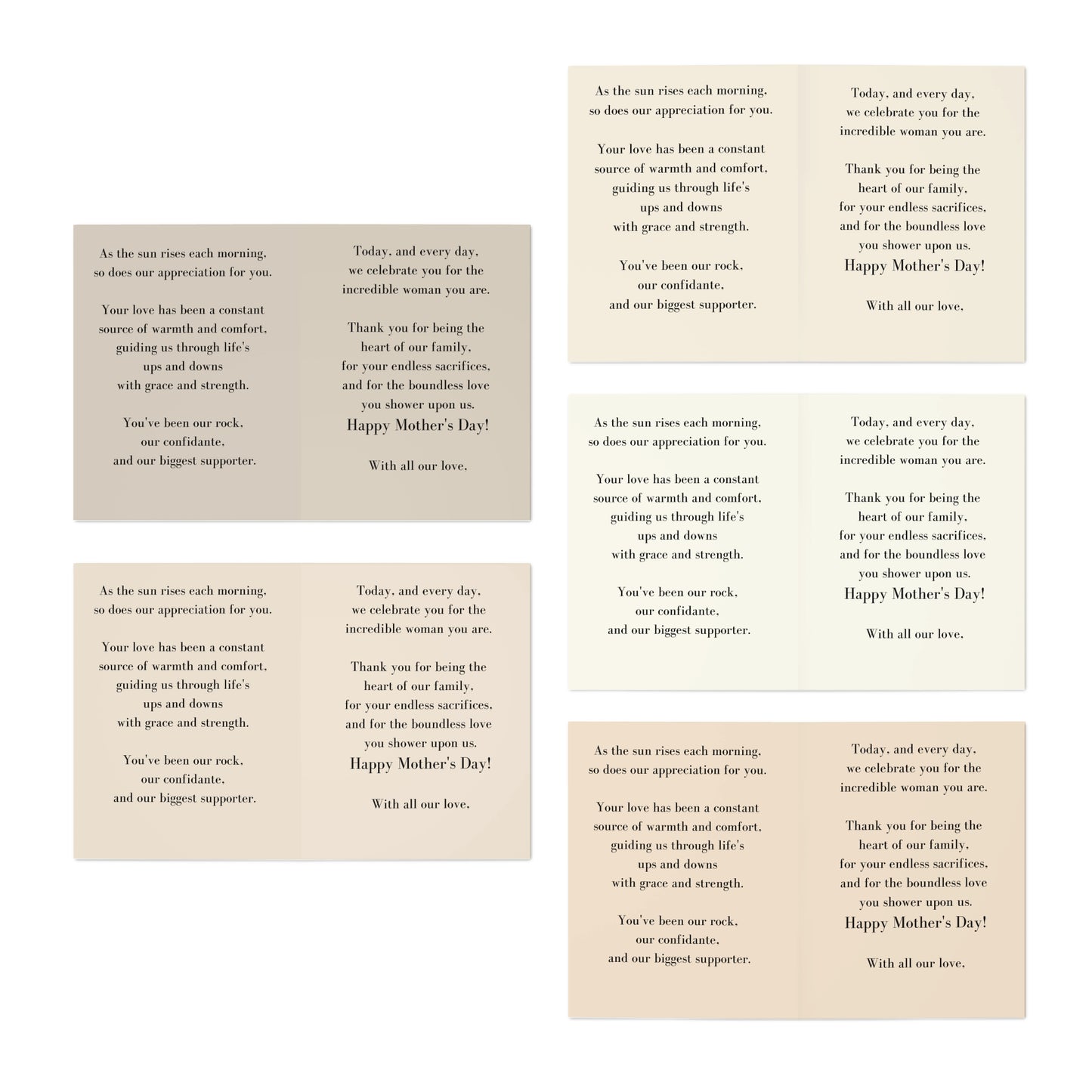 Mother's Day Multi-Design Greeting Cards (5-Pack)