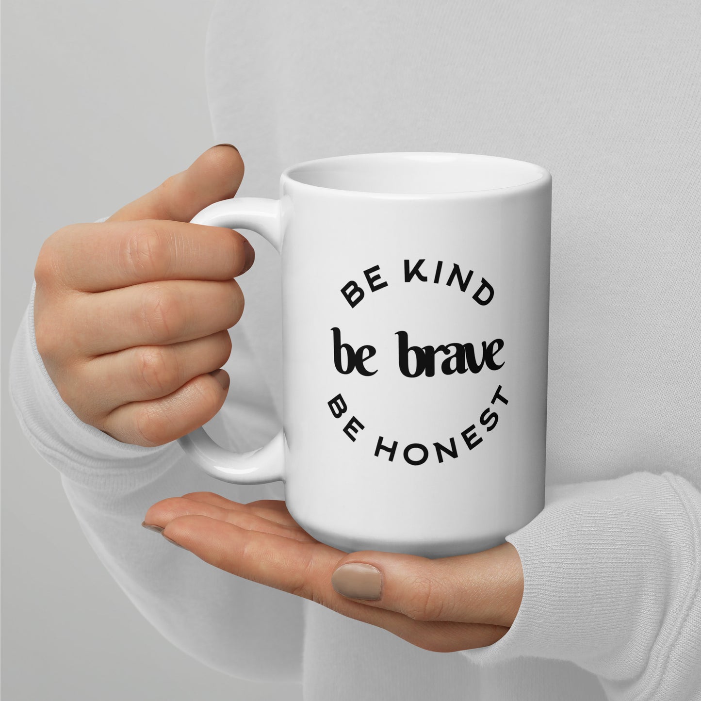 Be Kind White glossy mug