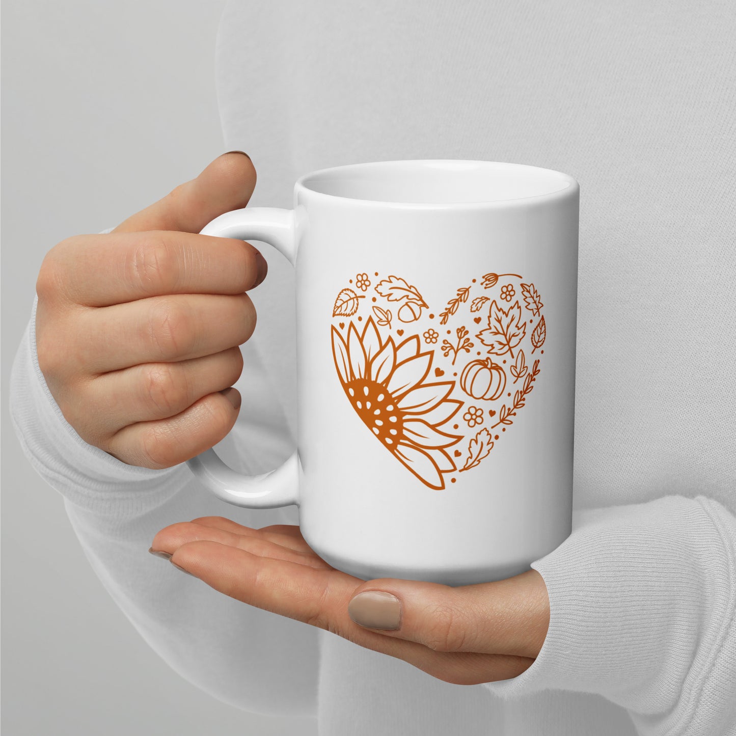 Fall Heart White glossy mug