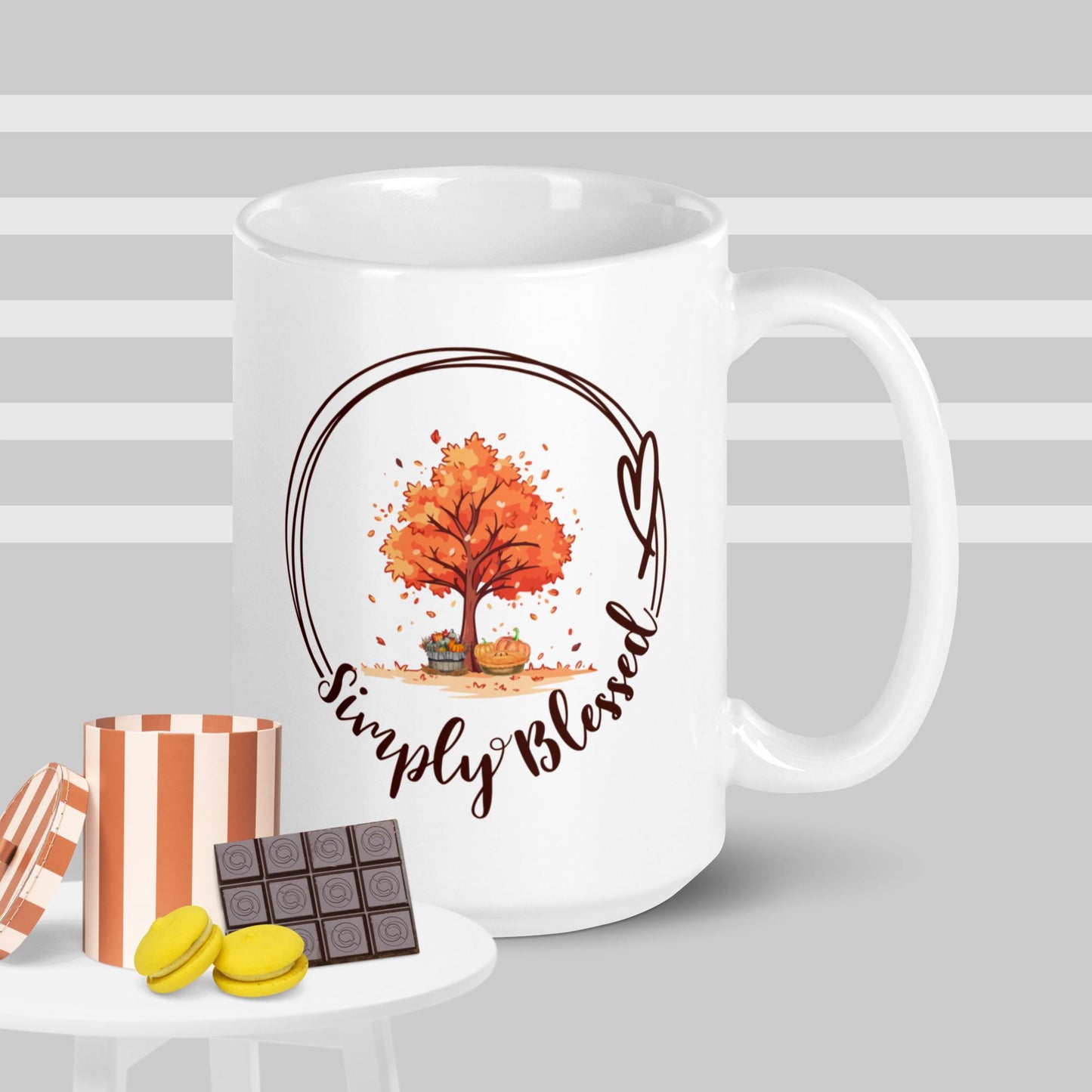 Fall Simply Blessed White glossy mug