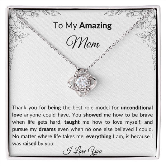 To My Amazing Mom Love Knot Necklace Mother's Day Necklace
