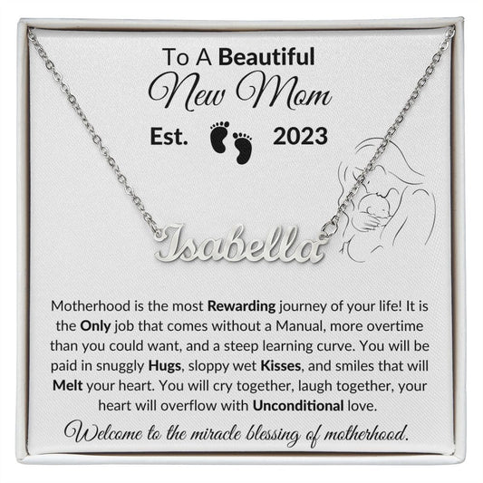 To A Beautiful New Mom Name Necklace