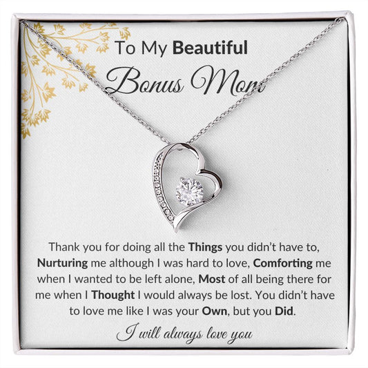 To My Beautiful Bonus Mom Forever Love Necklace Mother's Day Necklace