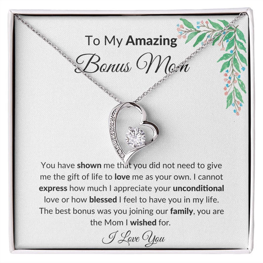 To My Amazing Bonus Mom Forever Love Necklace Mother's Day Necklace