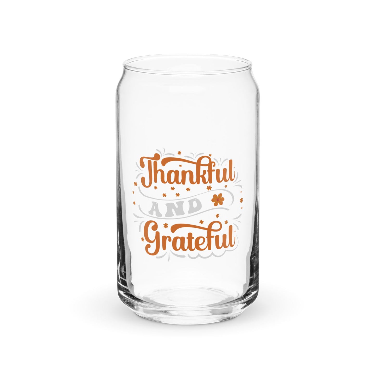 Thankful and Grateful Can-shaped glass