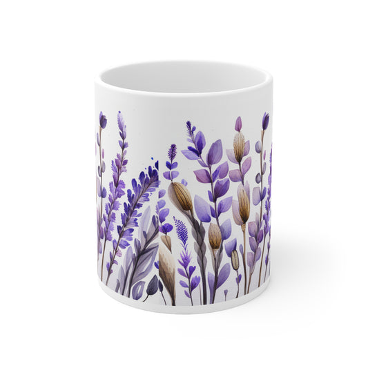 Lavender Floral Ceramic Mug 11oz