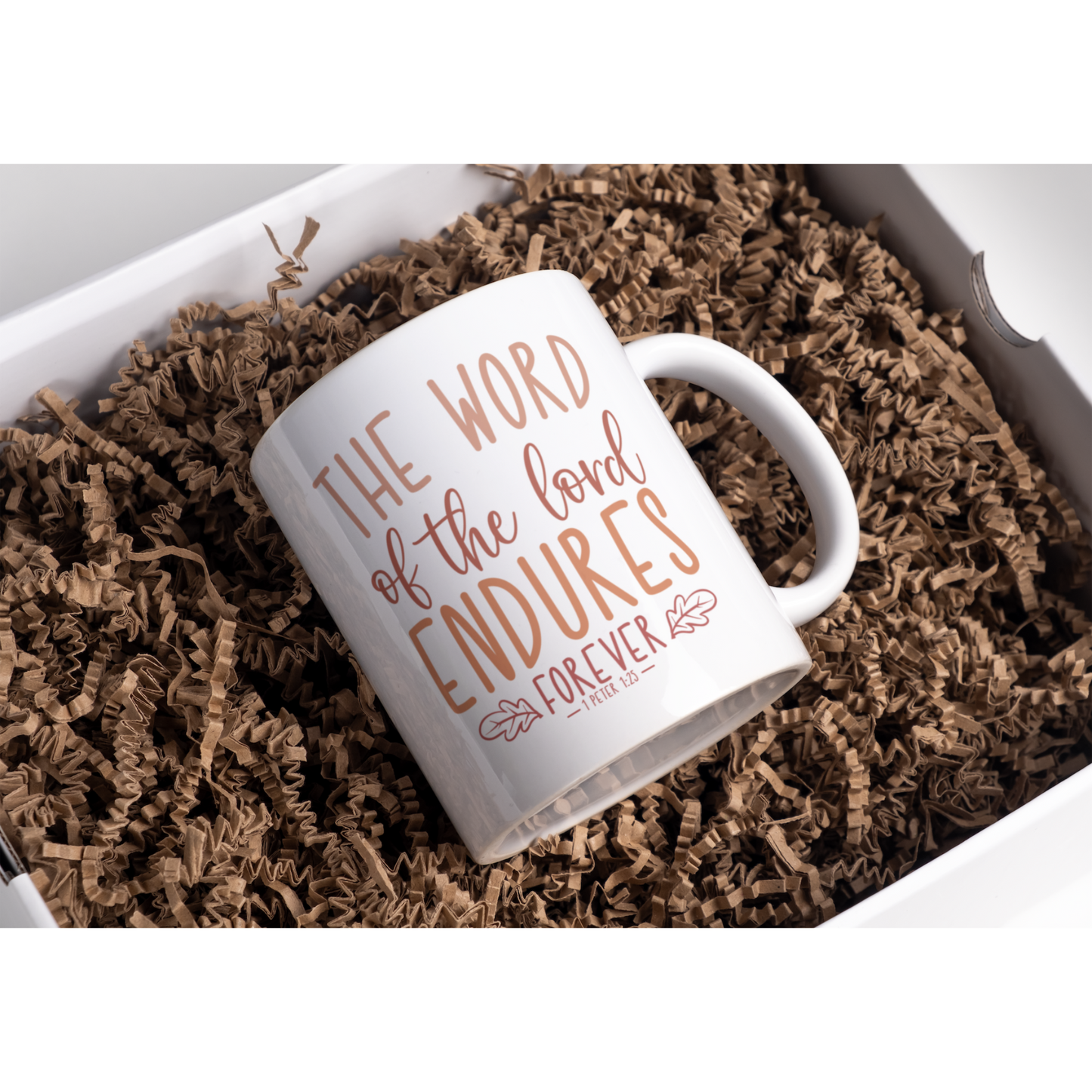 The Word Endures White glossy mug