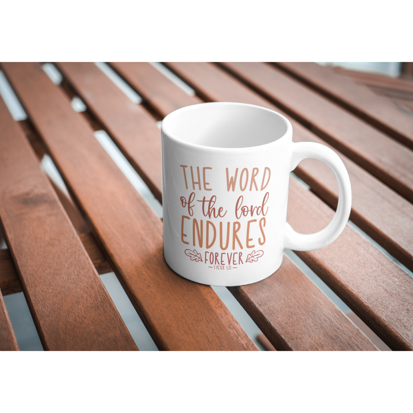 The Word Endures White glossy mug