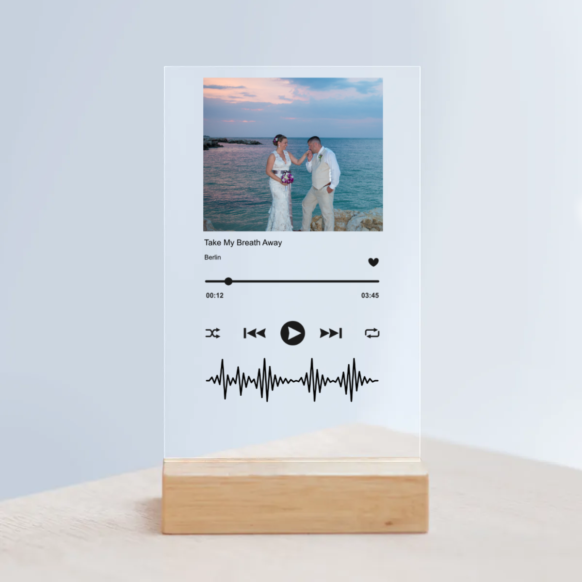 Personalized Our Song Acrylic Sign with Wooden Stand