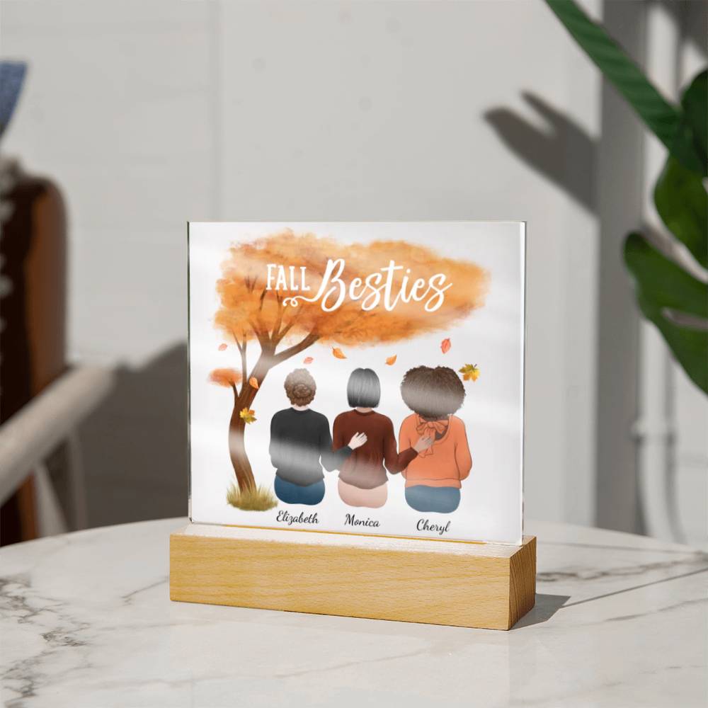 Personalized Fall Besties Acrylic Square Plaque