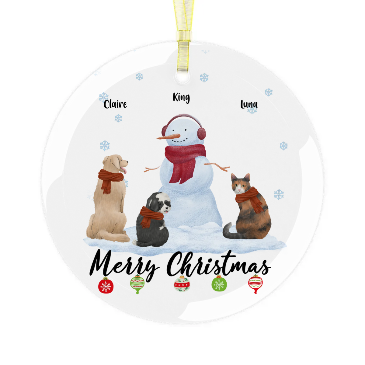 Personalized Pet Glass Ornament, 1 pcs