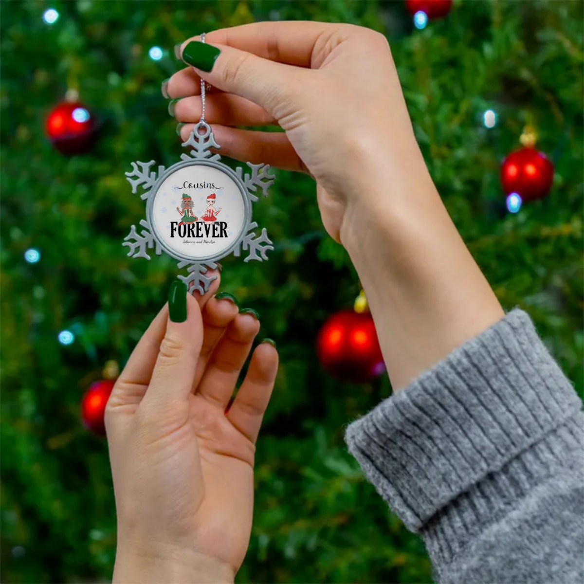 Personalized Pewter Snowflake Christmas Ornament