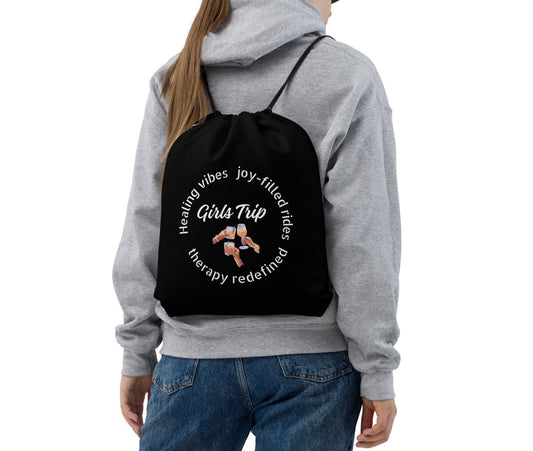 Girls Trip Therapy Redefined Black Drawstring bag