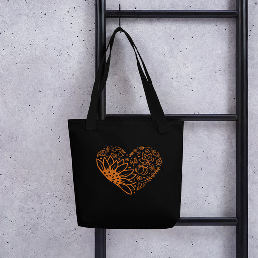 Fall Hearts Black Tote bag