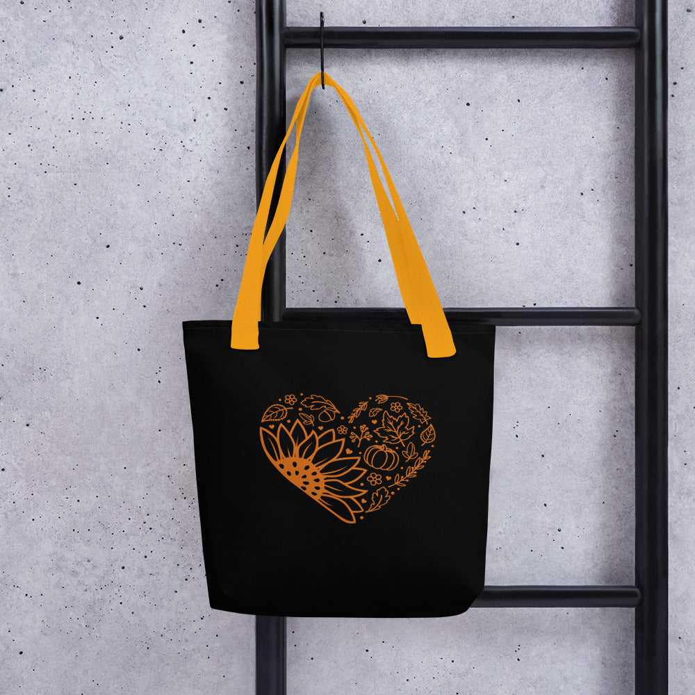 Fall Hearts Black Tote bag