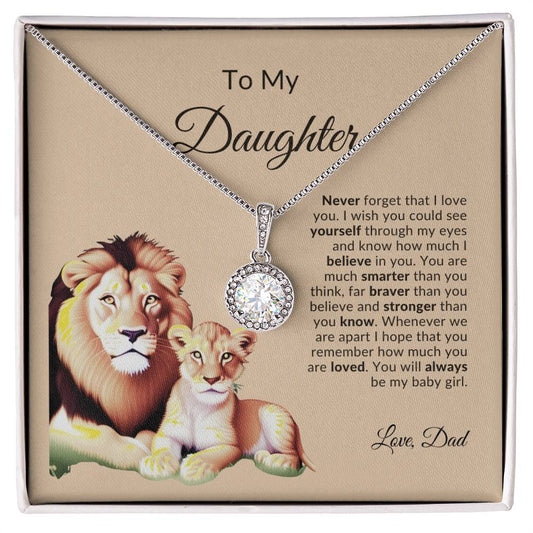 Personalized To My Daughter, Love Dad Lion Eternal Hope Necklace