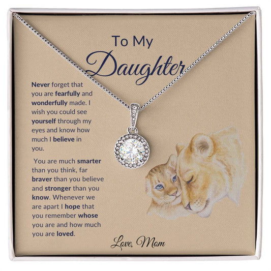 Personalized To My Daughter, Love Mom Lion Eternal Hope Necklace