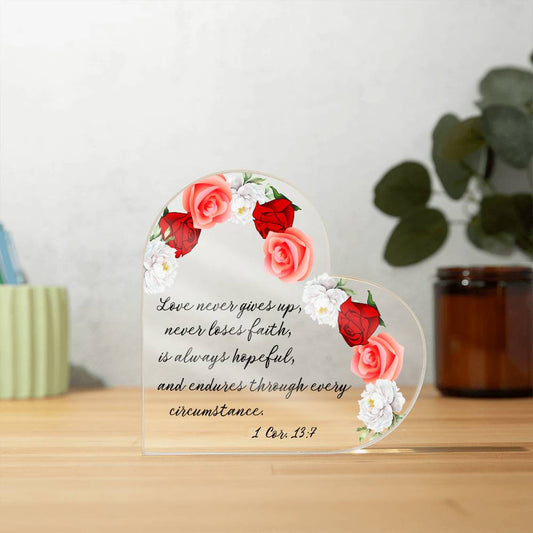 1 Corinthians Love Series Verse 7 Heart Acrylic Plaque