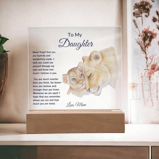 To My Daughter, Love Mom Lion Acrylic Plaque