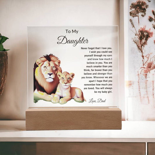 To My Daughter, Love Dad Lion Acrylic Plaque