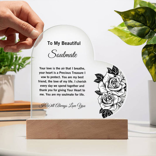 To My Soulmate Heart Acrylic Plaque Nightlight