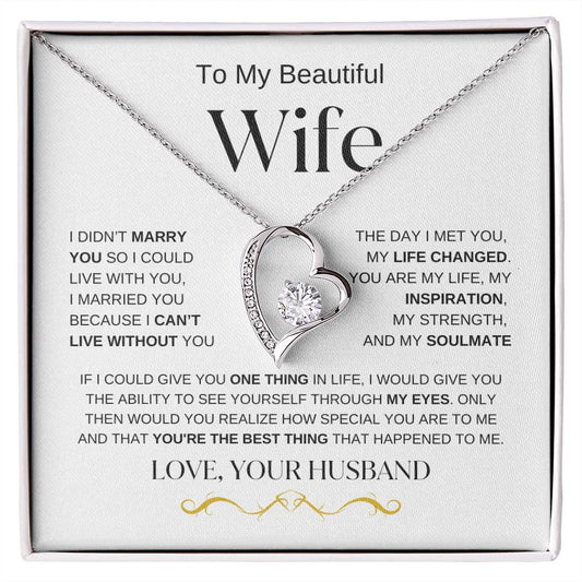 To My Beautiful Wife, Forever Love Necklace, Mother's Day, Birthday, Valentines Day