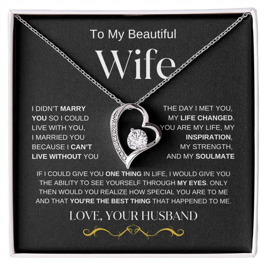 To My Beautiful Wife, Forever Love Necklace, Mother's Day, Birthday, Valentines Day