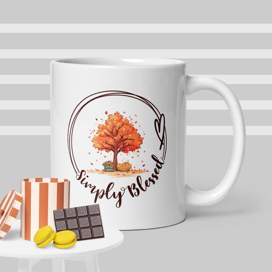 Fall Simply Blessed White glossy mug