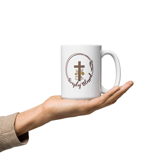 Simply Blessed White glossy mug