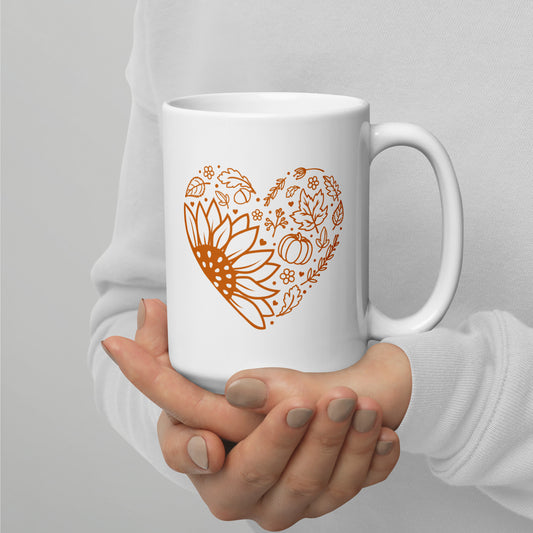 Fall Heart White glossy mug