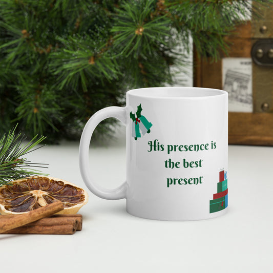 His Presence is the Best Present mug