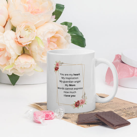 My Guardian Angel Mom White glossy mug